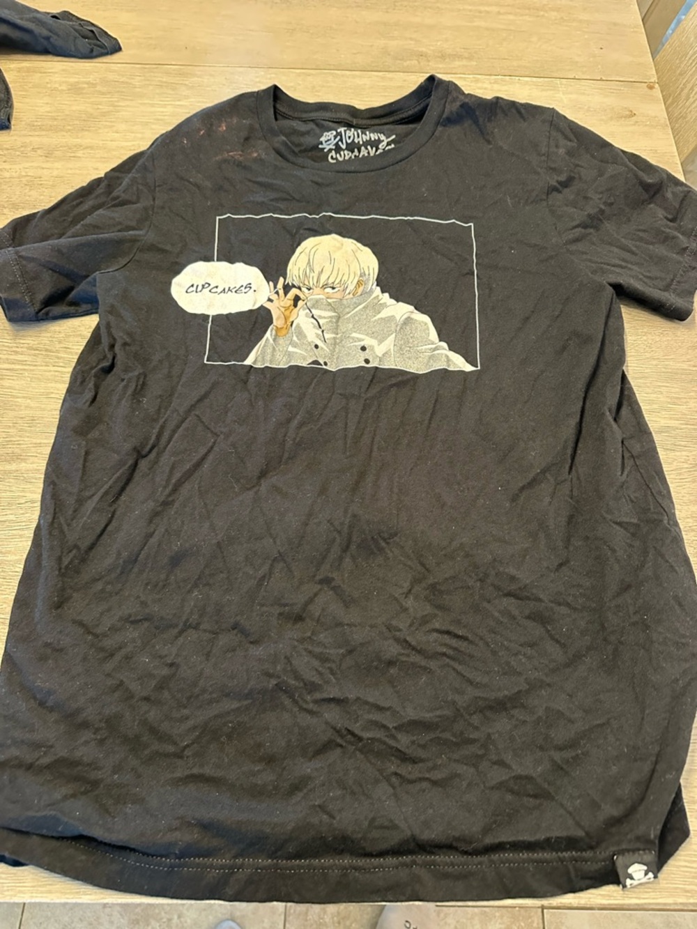 Johnny Cupcakes Black Graphic Tee with White Interior Print - Large